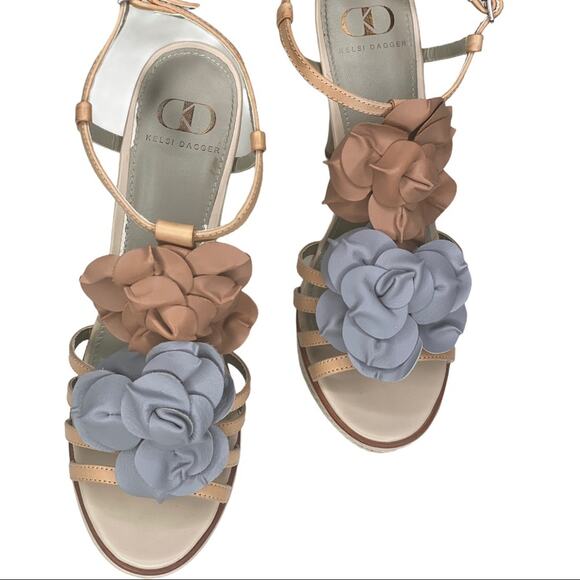 Kelsi Dagger  Hania strappy platform heels with flower embellishment sz 8.5 - Picture 2 of 12